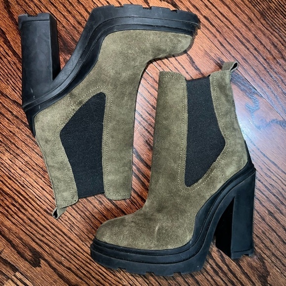Amazon.com | Marc Fisher LTD Ramio Dark Natural 6.5 M  Marc Fisher booties- Ramio Chelsea booties, green boots, ankle boots, combat